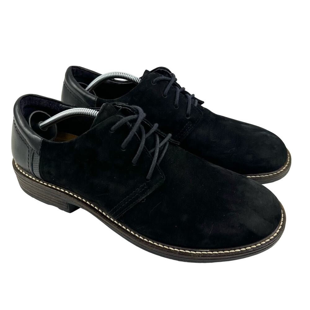 NAOT Men's Oxford Mule Shoes Size 41 / 8 Suede Leather Lace Up Round Toe Black